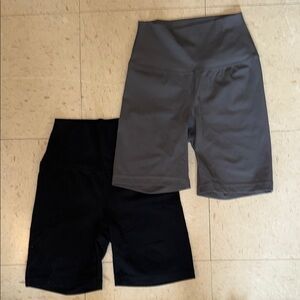 Gray and Black Biker Shorts Set